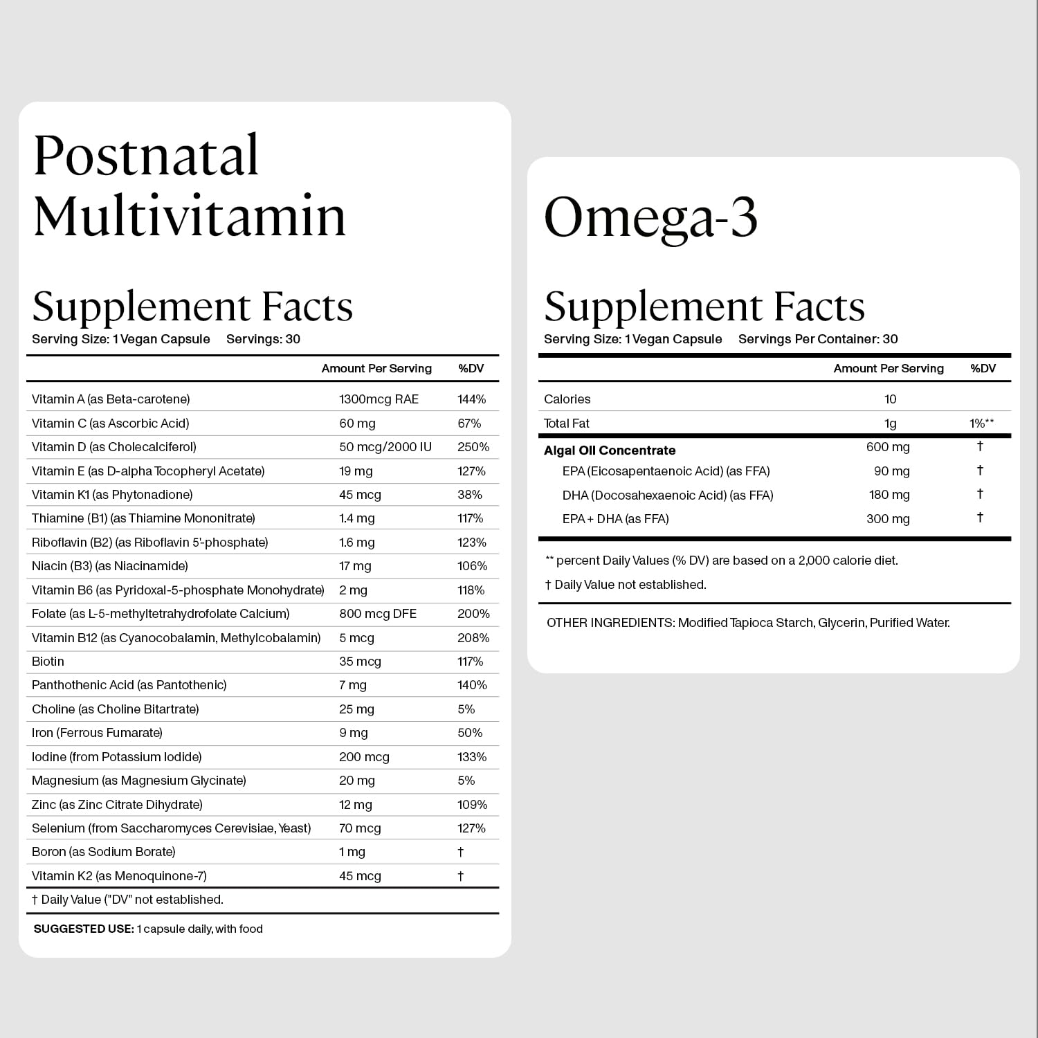 Vitaminas postnatales veganas ANYA en caja