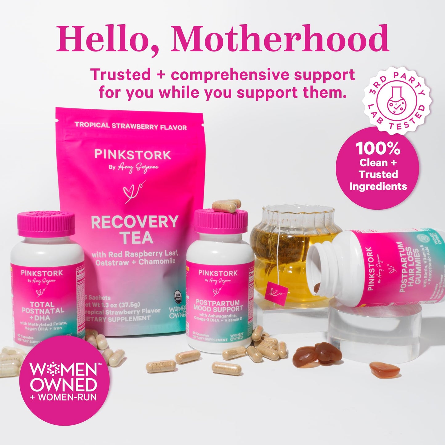 Vitaminas postparto para mujer Pink Stork con nutrientes clave