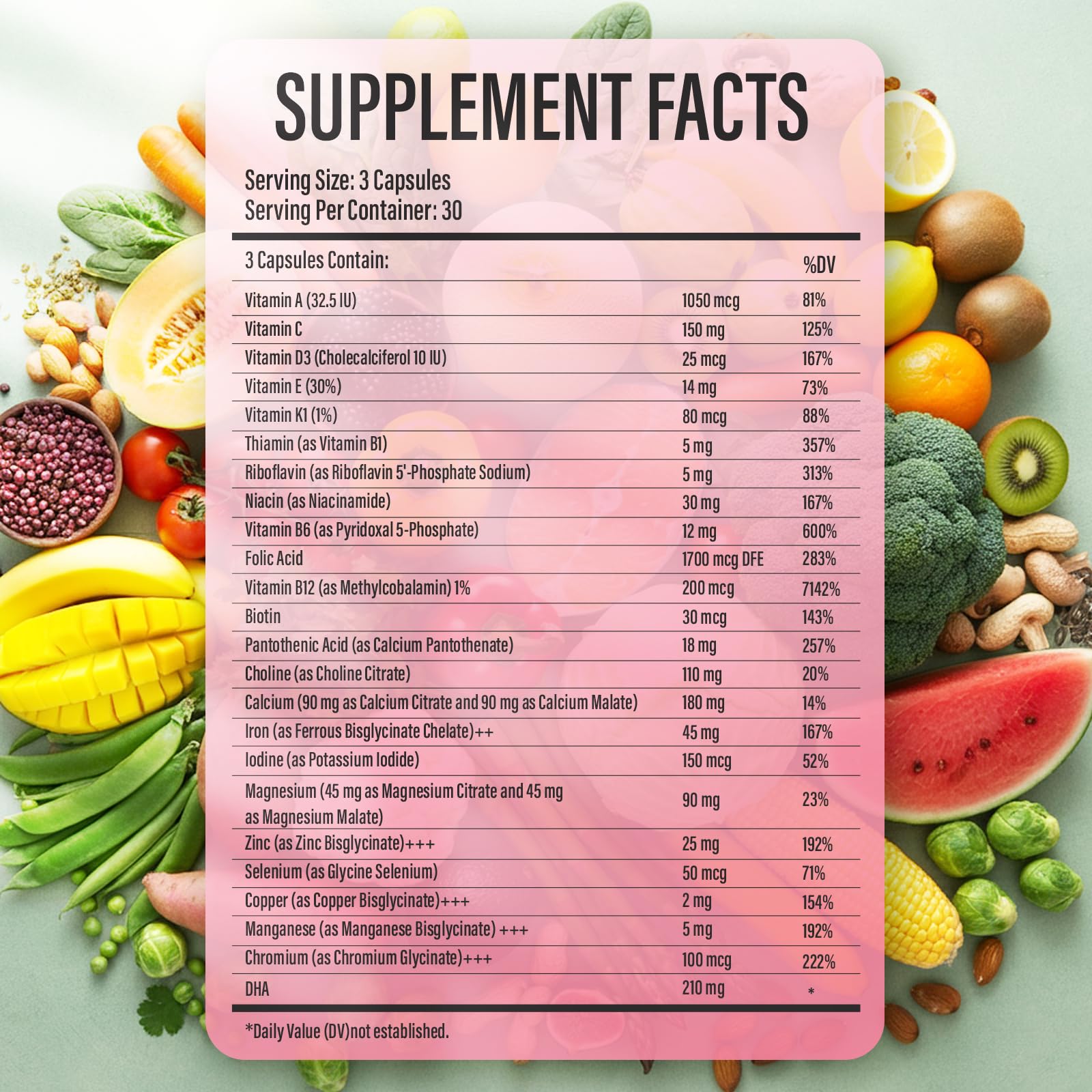 Vitaminas prenatal caja Lazpowfi lado