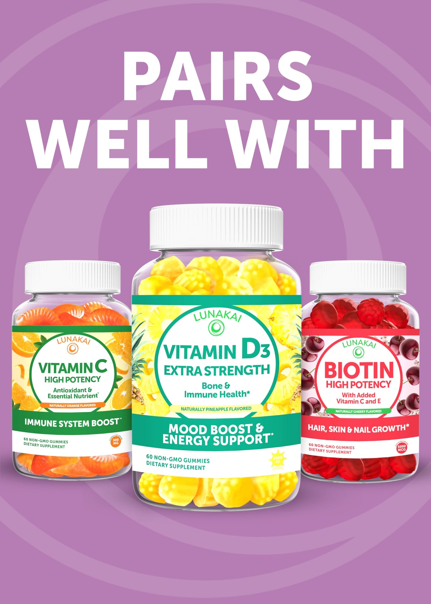 Vitaminas prenatal gomitas Lunakai sin GMO ni conservadores