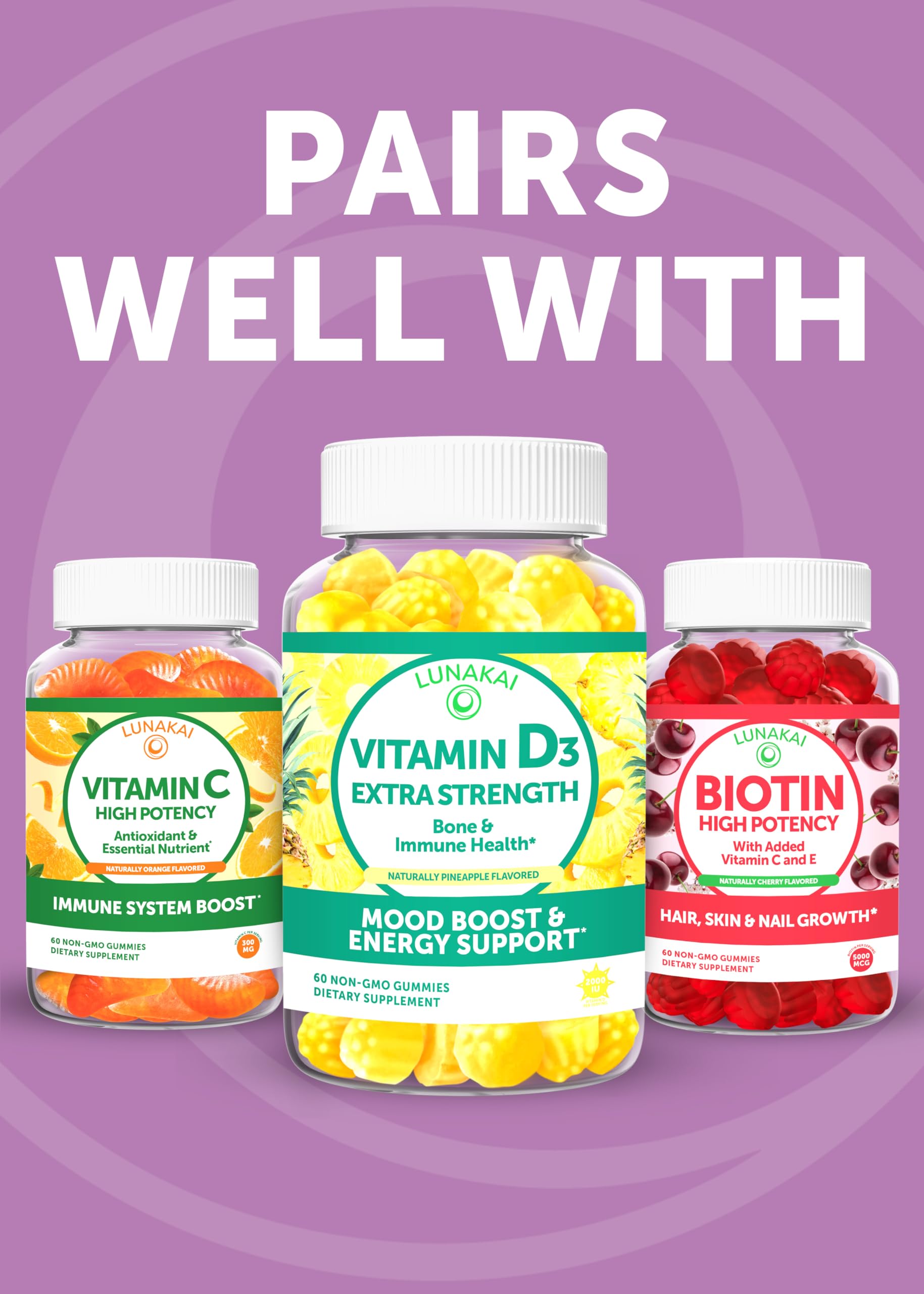 Vitaminas prenatal gomitas Lunakai sin GMO ni conservadores