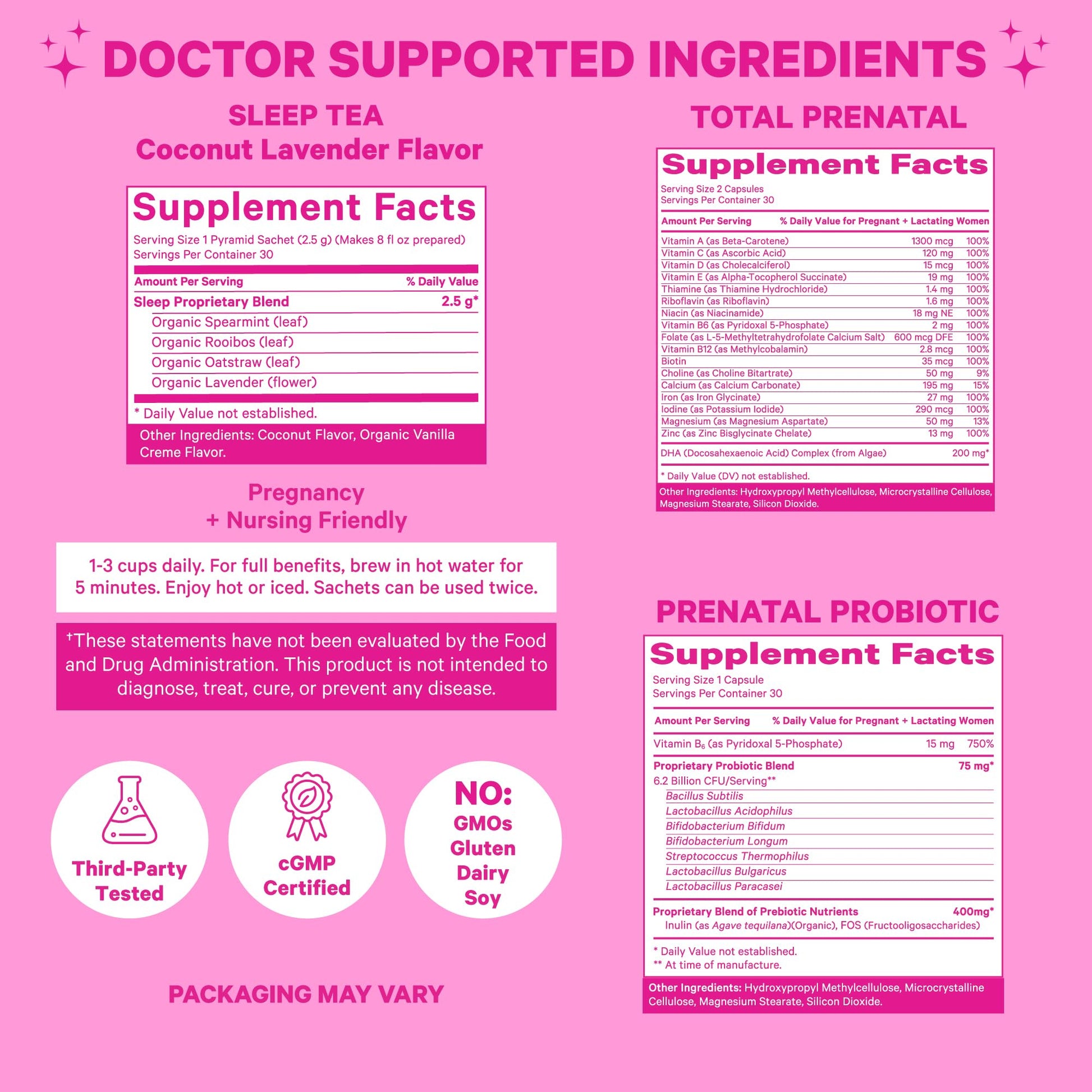 Vitaminas prenatal Pink Stork para embarazo