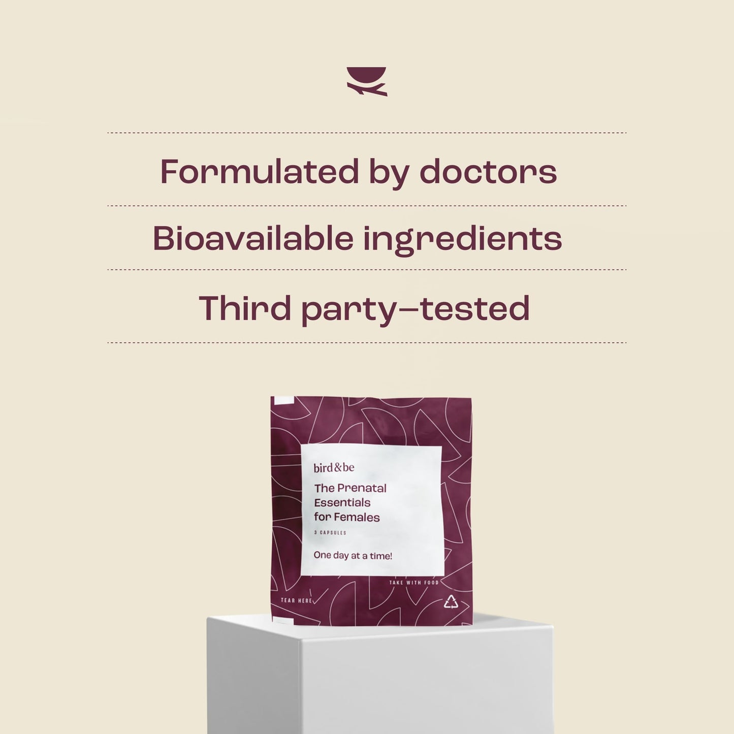 Vitaminas prenatales birdandbe con foco en etiquetas ingredientes