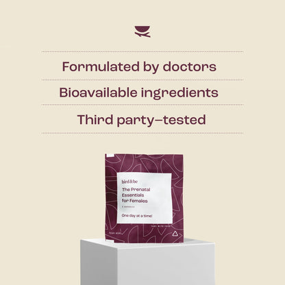 Vitaminas prenatales birdandbe con foco en etiquetas ingredientes
