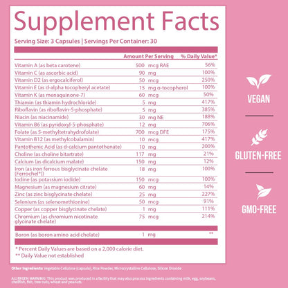 Vitaminas prenatales GOBIOTIX envase y cápsulas