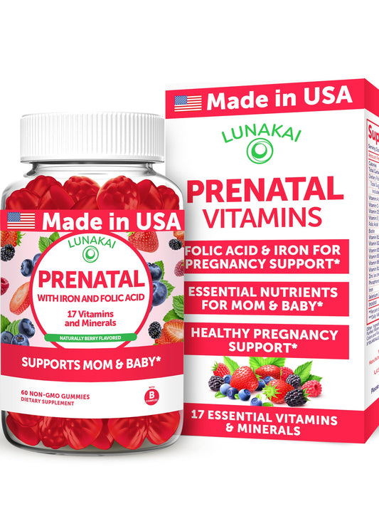 Vitaminas prenatales Lunakai gomitas sabor frutos rojos