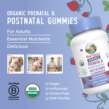 Vitaminas prenatales MaryRuth para salud materna con ingredientes orgánicos