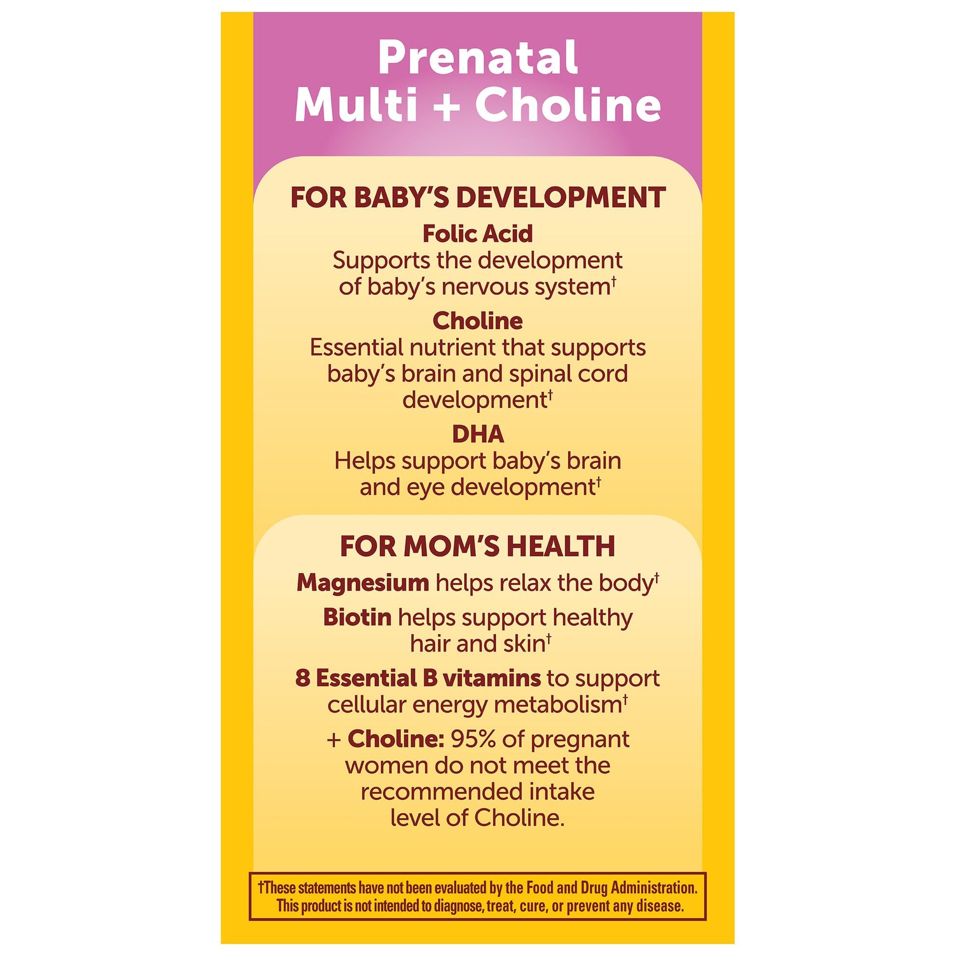 Vitaminas prenatales Nature Made con ingredientes clave