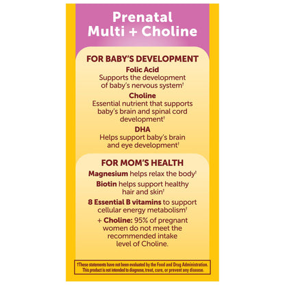 Vitaminas prenatales Nature Made con ingredientes clave