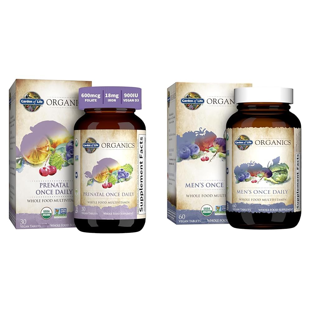 Vitaminas prenatales orgánicas Garden of Life paquete familiar