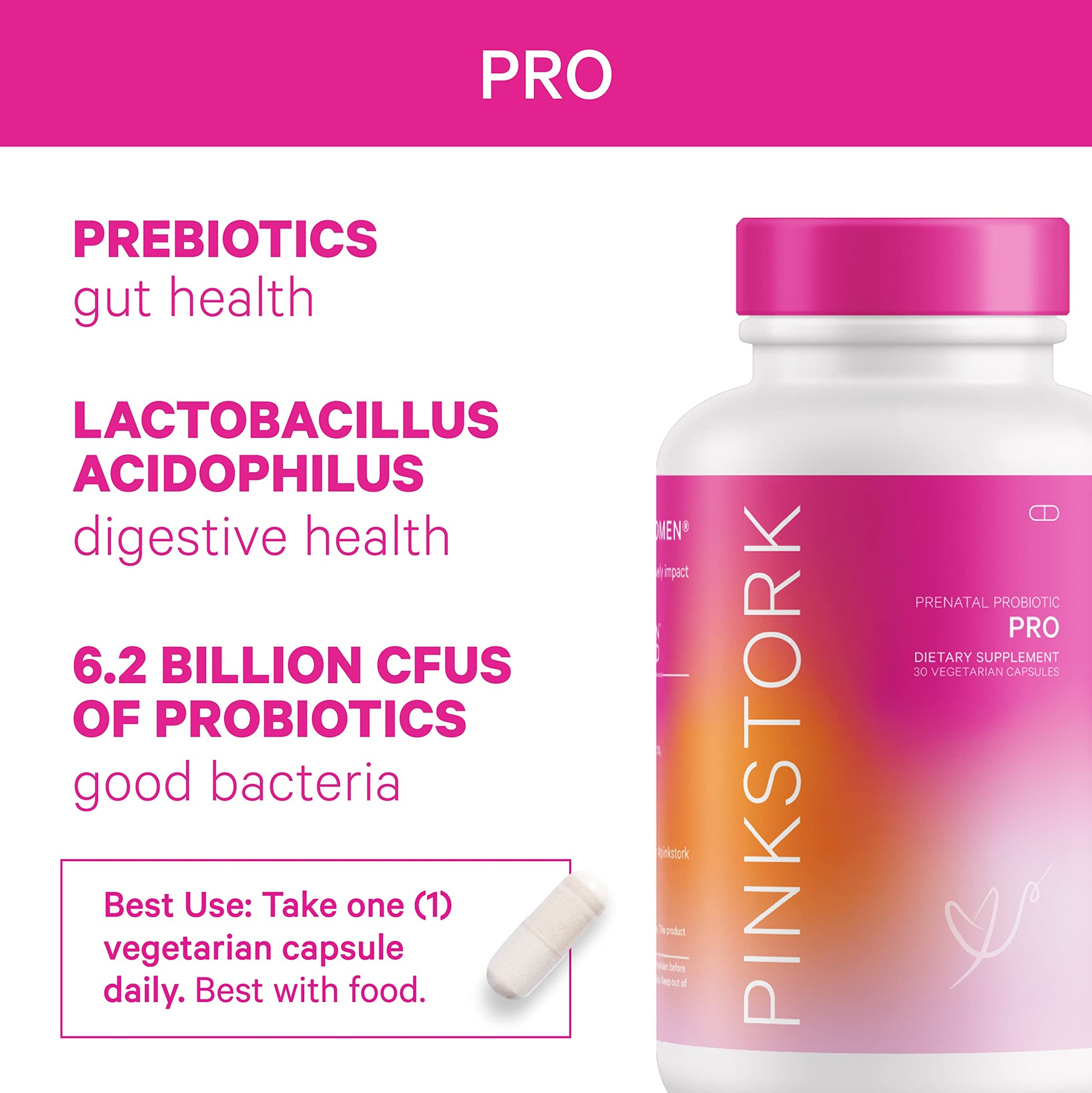 Vitaminas prenatales Pink Stork con probióticos para mujeres
