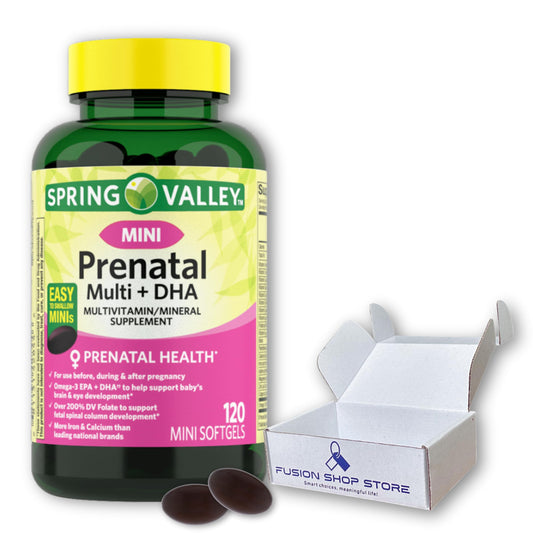 Vitaminas prenatales Spring Valley 120 cápsulas verdes y amarillas
