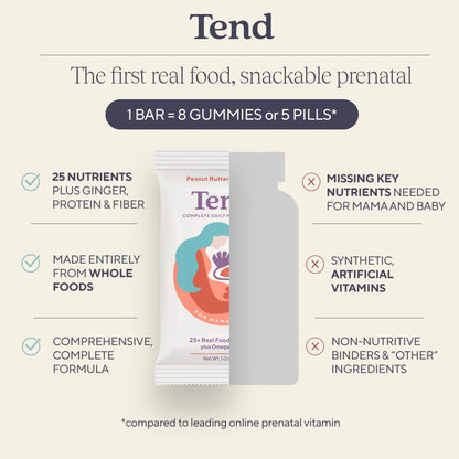 Vitaminas prenatales Tend barras con ingredientes orgánicos