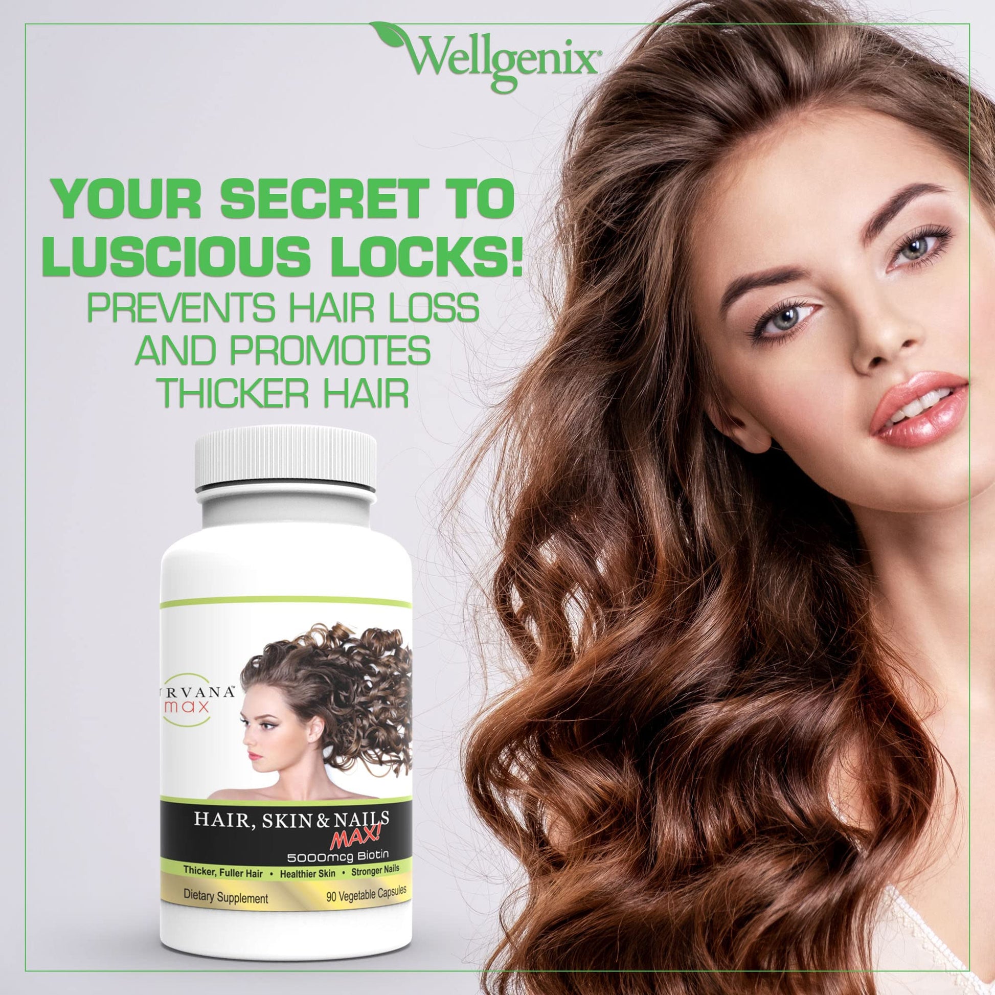 Vitaminas Purvana Max para cabello y uñas veganas