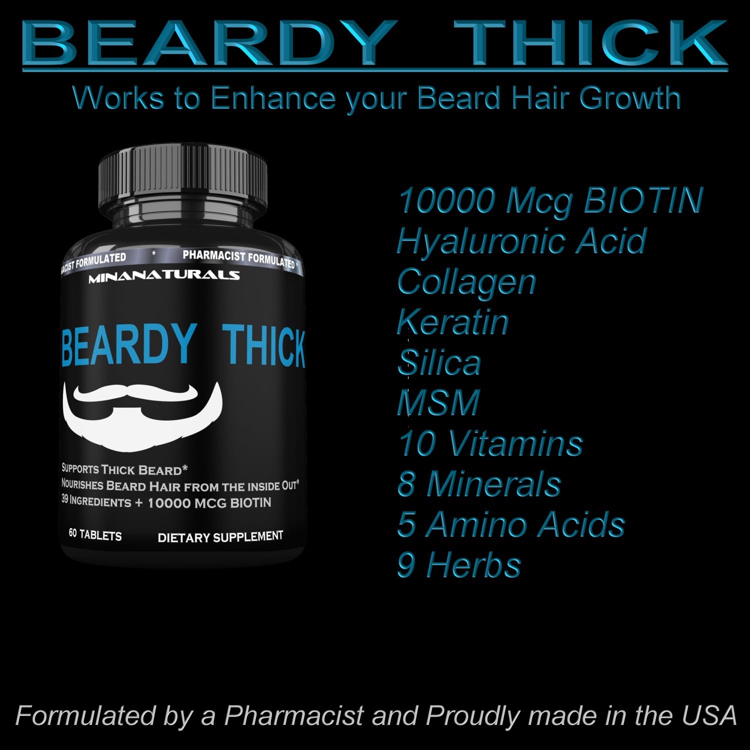Vitaminas para salud, densidad y brillo de barba