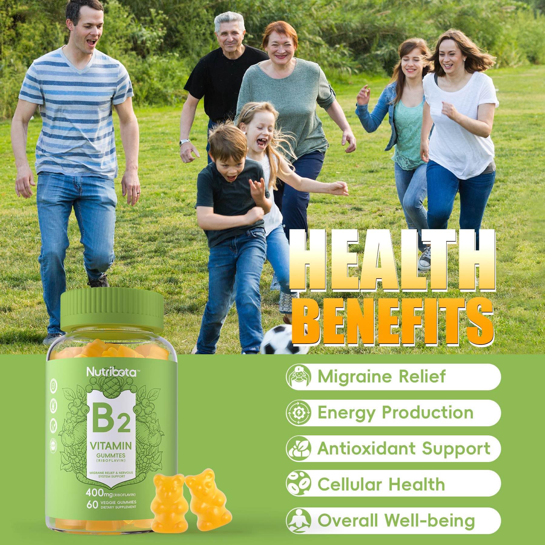 Vitaminas sin azúcar Nutribota para aliviar migrañas y energizar