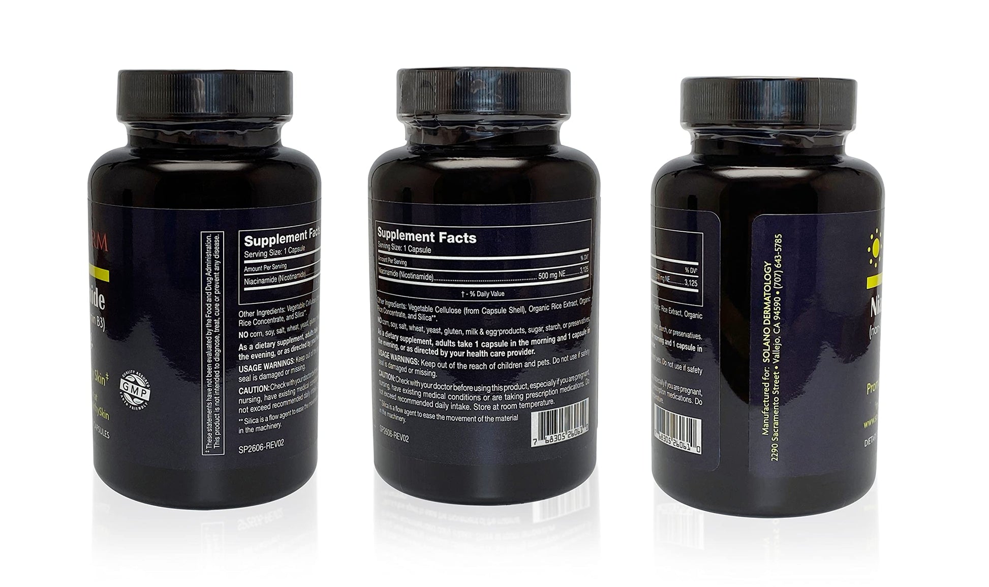 Vitaminas SOLDERM niacinamida sin OGM para cuidado facial diario
