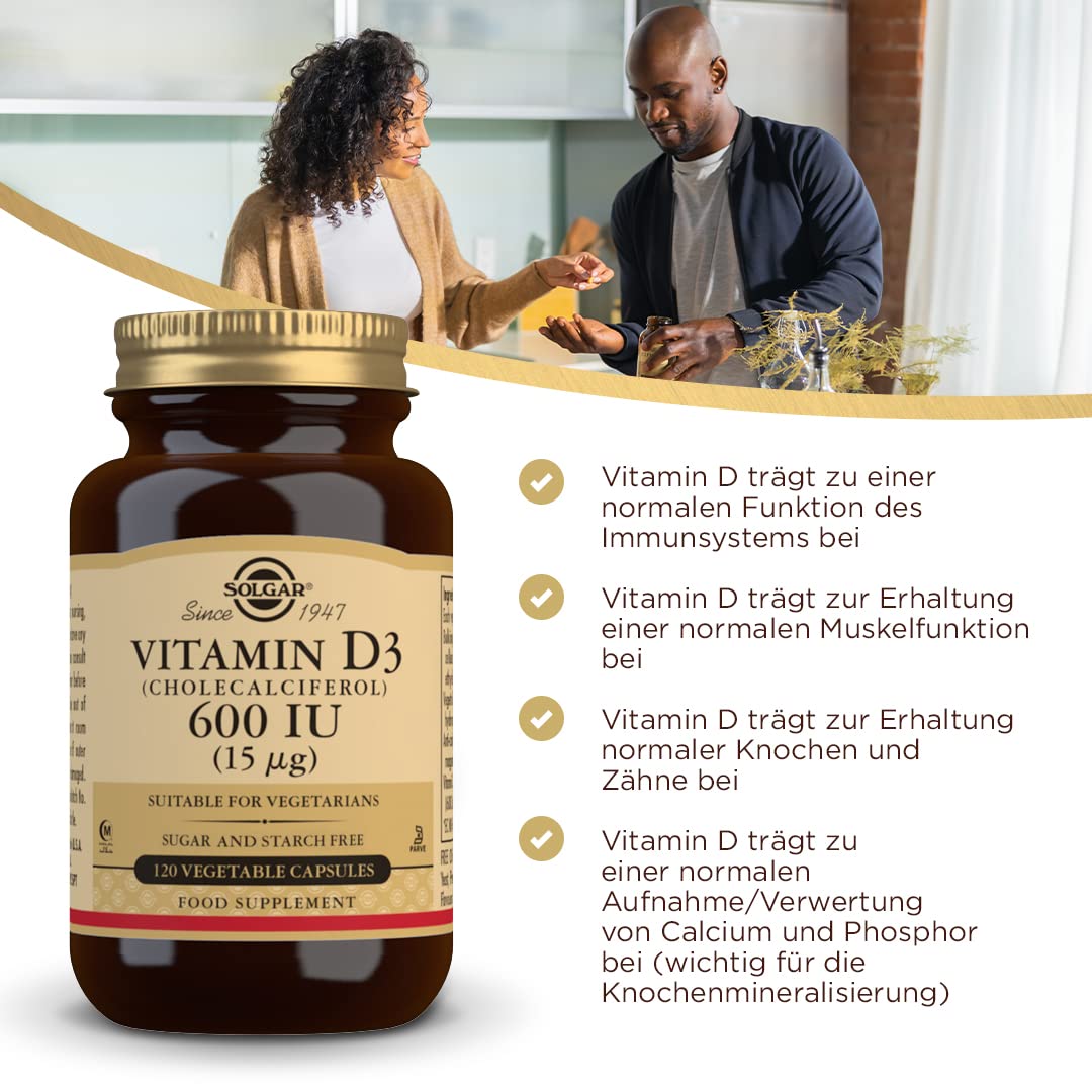 Vitaminas Solgar D3 para soporte inmunológico y salud ósea
