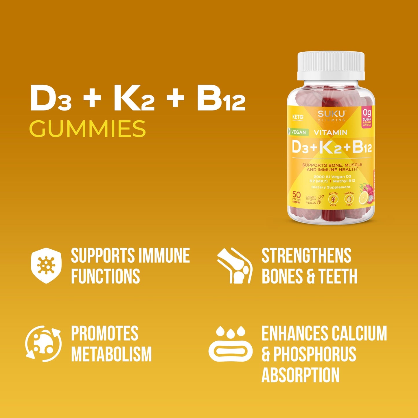 Vitaminas SUKU en gomitas veganas sin azúcar