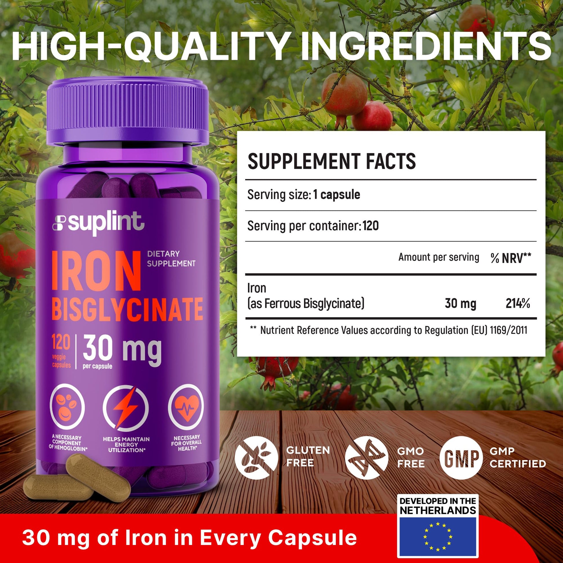 Vitaminas SUPLINT cabello y uñas con hierro bisglicinato