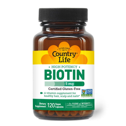 Vitaminas veganas Biotina 5 mg 120 vegicaps Country Life