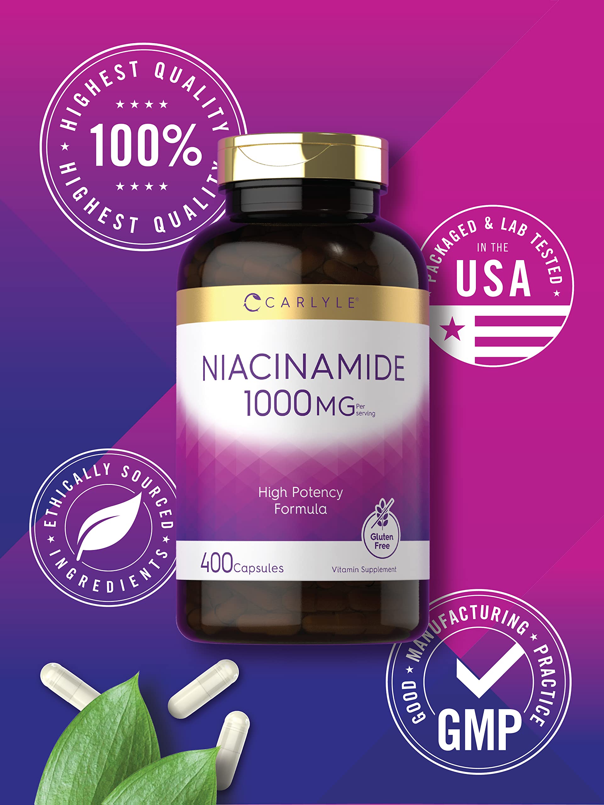 Vitaminas vitamina B3 niacinamida 1000 mg 400 cápsulas