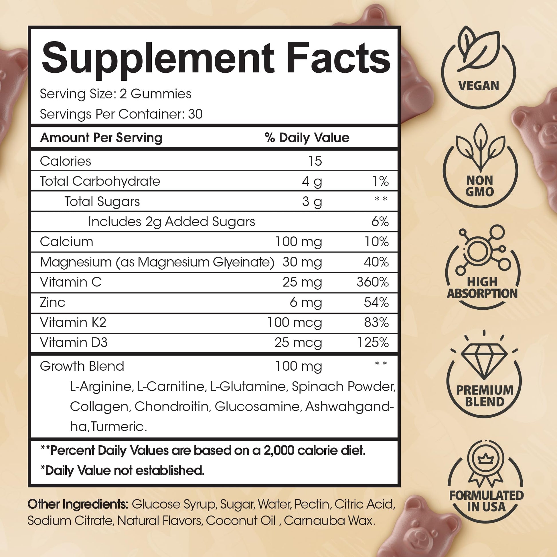 Vitamínico crecimiento altura adultos
