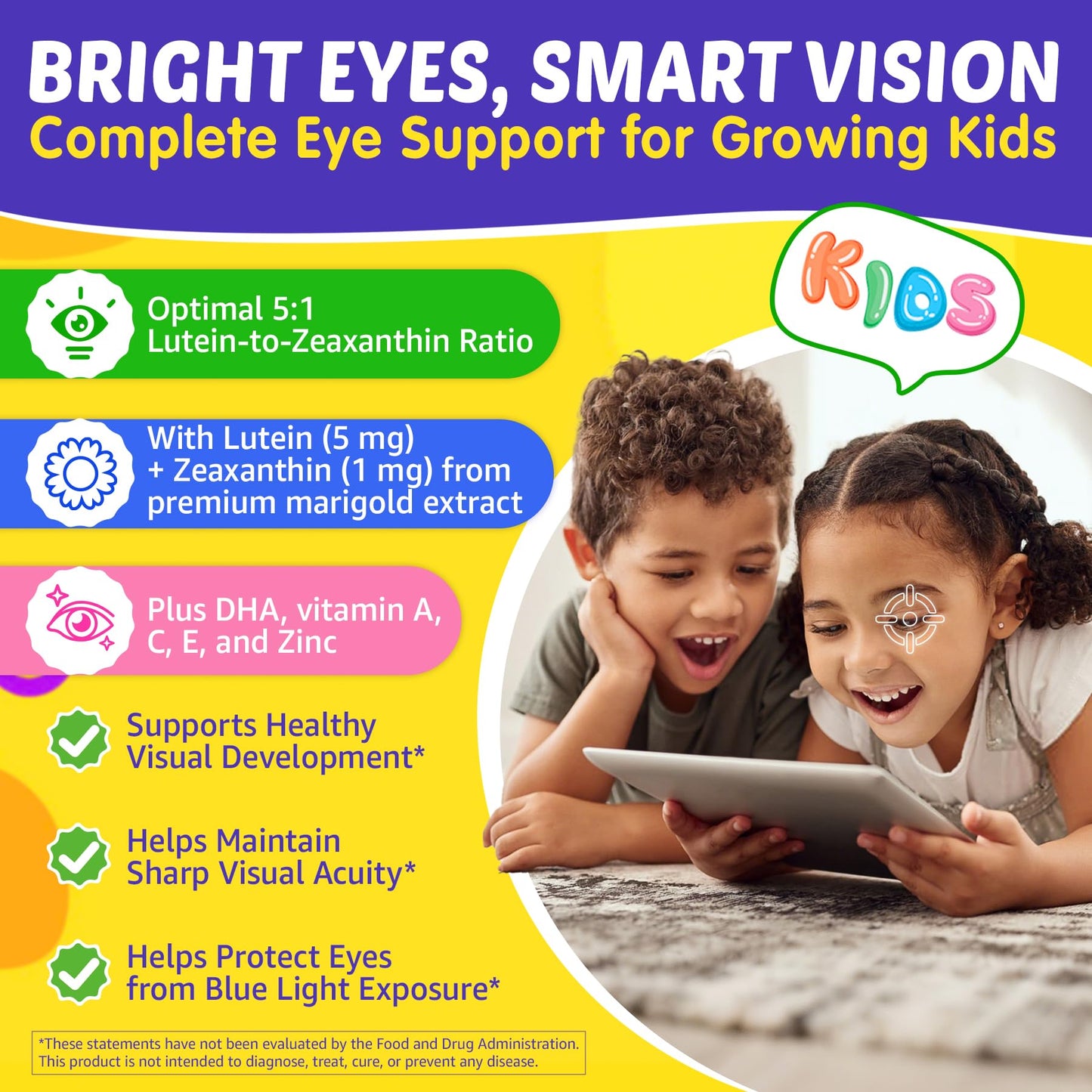 Vitamins for kids with key minerals and probiotics.