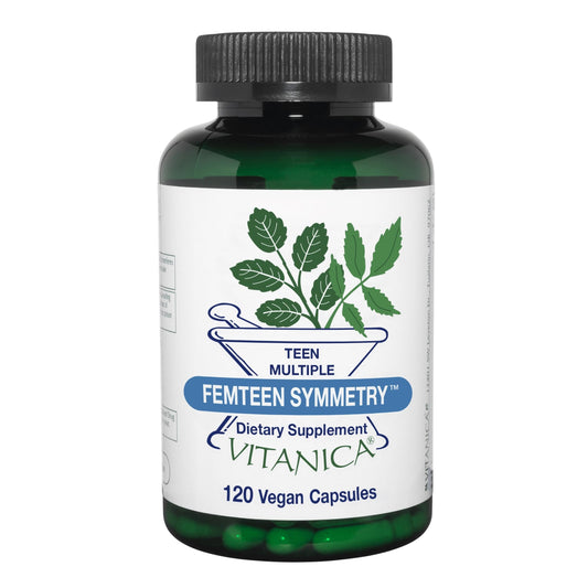 botella de Vitanica FemTeen Symmetry vitaminas multivitamínico vegano