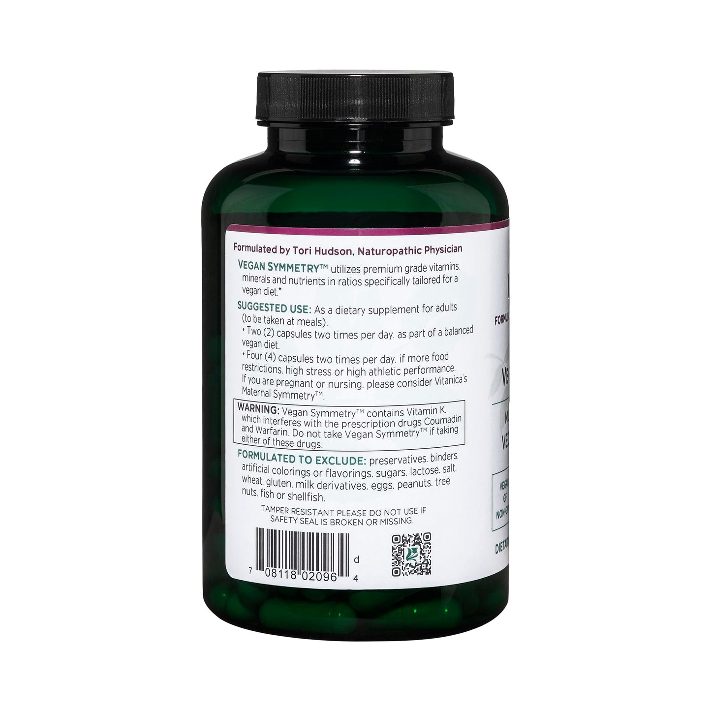 Vitanica Vegan Symmetry descripción trasera de envase