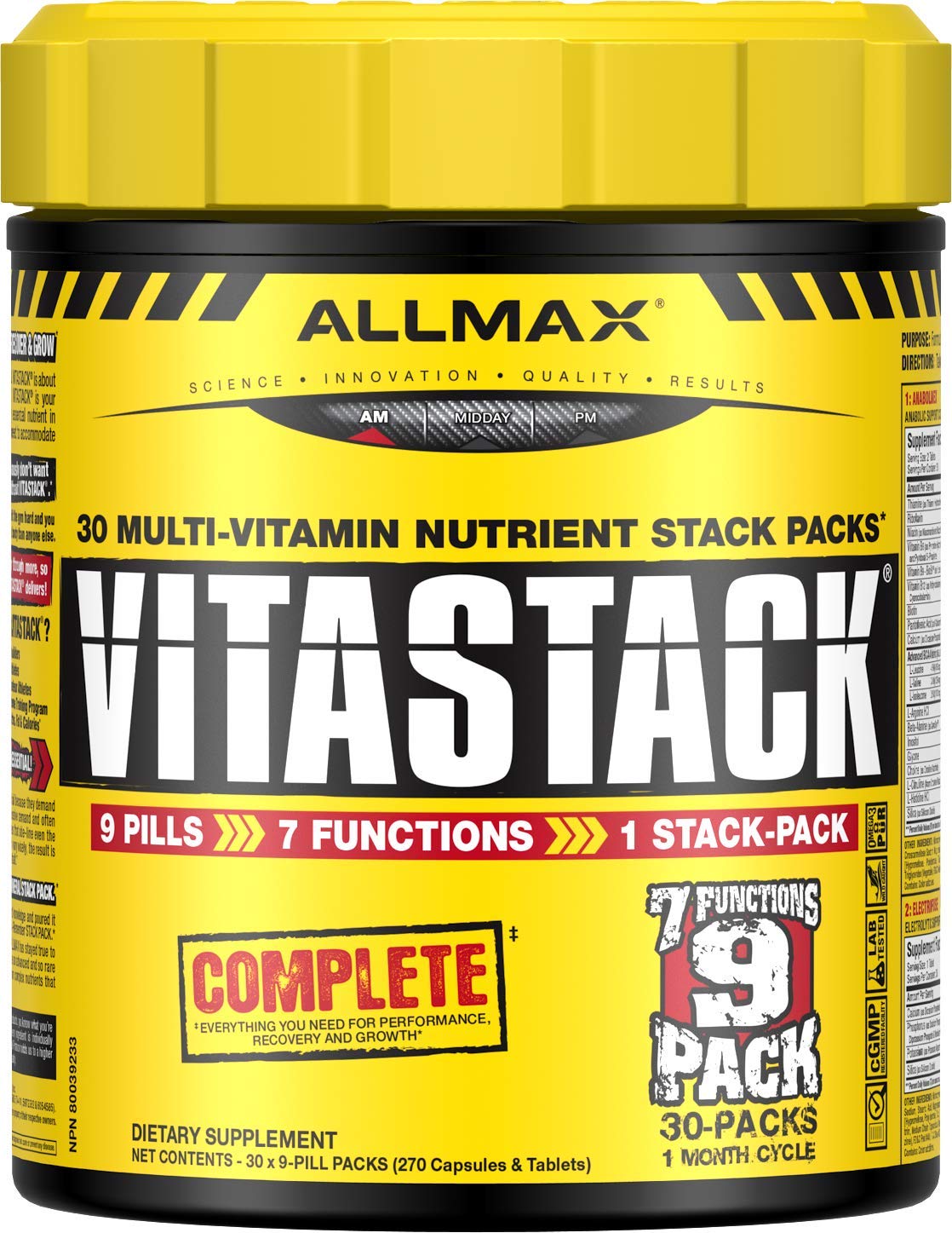 Vitastack ALLMAX envase amarillo vitaminas deportistas.