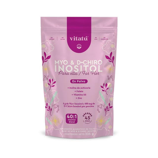 Vitatú suplemento inositol mezcla 40:1 polvo envase frontal morado
