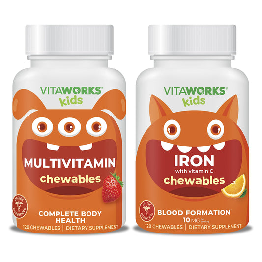 VitaWorks Kids botellas multivitaminas hierro vitamina C