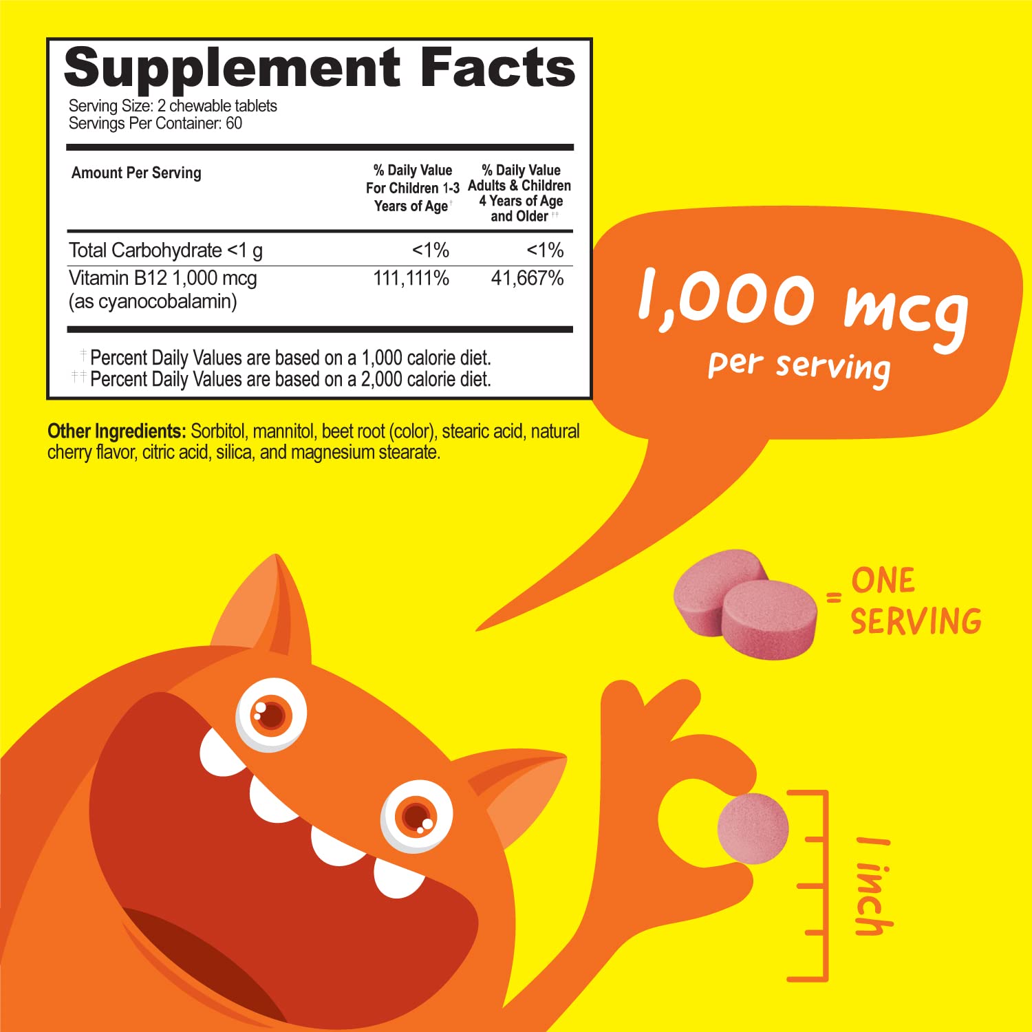 Vitaworks Vitamina B12 masticables para niños botella