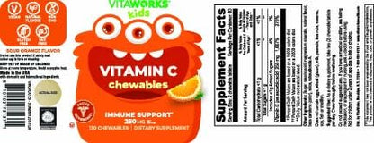 VitaWorks vitaminas naturales niños en tabletas masticables sabor naranja
