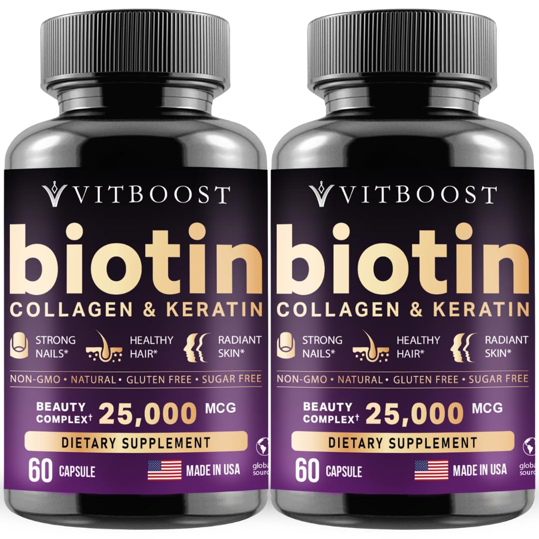 Vitboost biotina con ácido hialurónico y colágeno suplemento para cabello y uñas