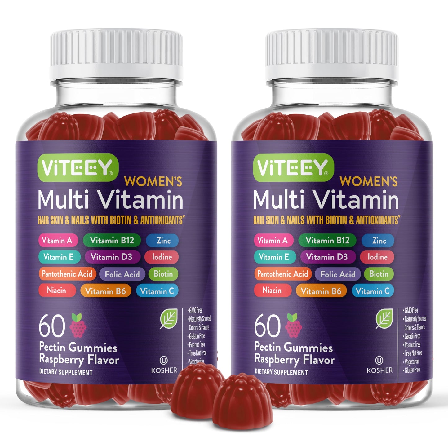 Viteey gomitas multivitamínicas para mujeres sabor frambuesa