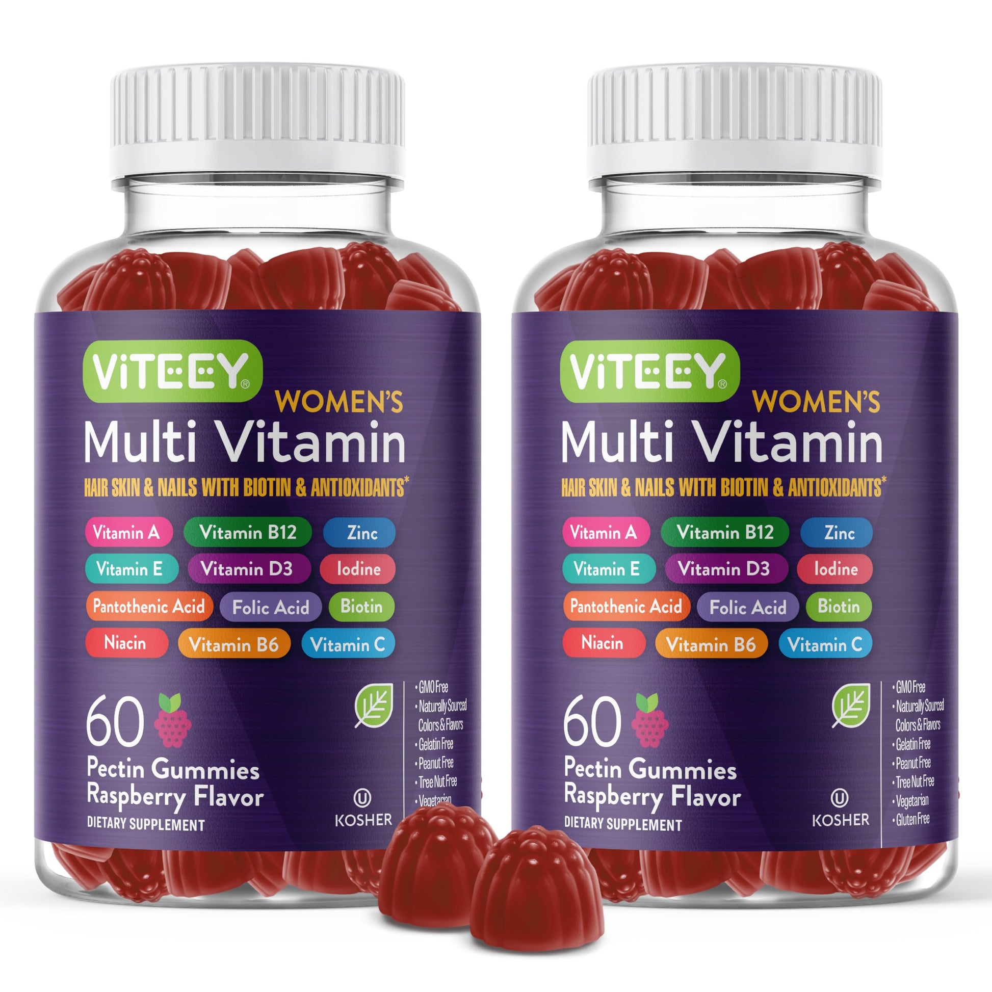 Viteey gomitas multivitamínicas para mujeres sabor frambuesa