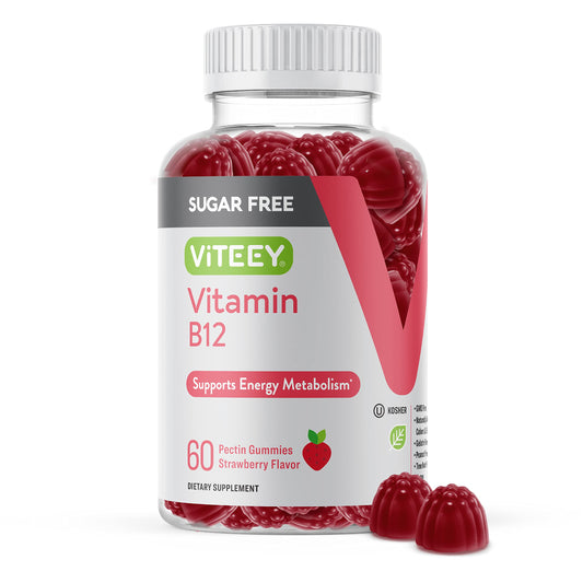 Viteey gomitas vitamina B12 sabor fresa sin azúcar 60 unidades