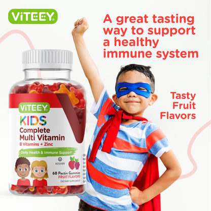Viteey Kids multivitaminas, botella de 60 gomitas.
