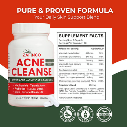 Vitex y niacinamida para acné en cápsulas ZAFiNCO