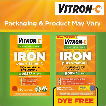Tabletas recubiertas de suplemento Vitron-C para hierro
