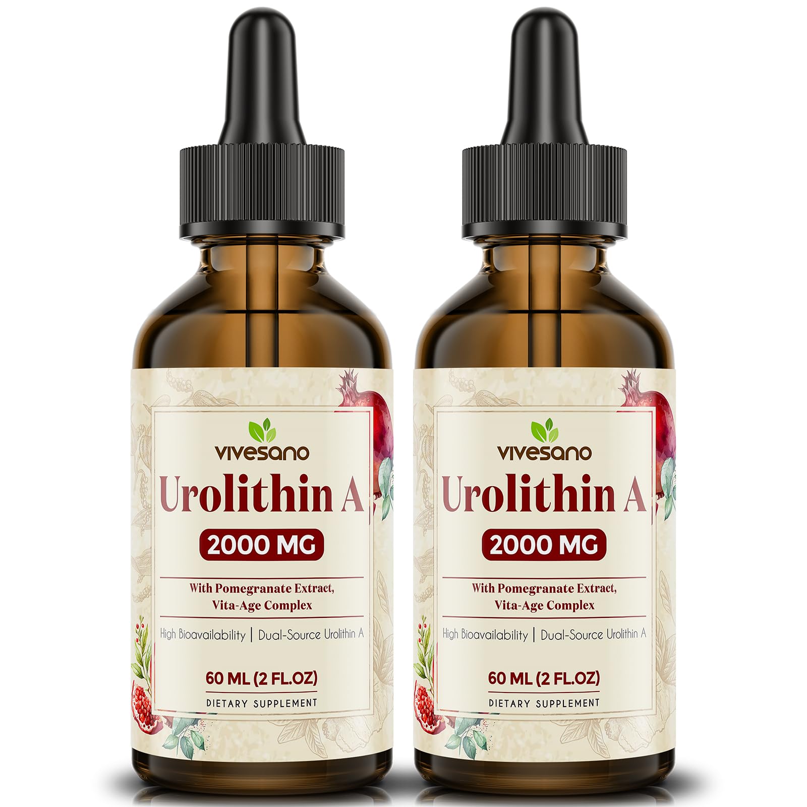 ViveSano gotas líquidas Urolitina A 2000 mg botella doble