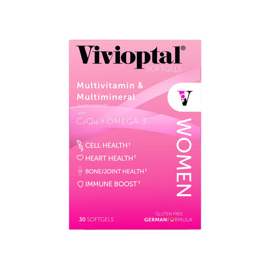 Caja de Vivioptal Women con ingredientes CoQ10 Omega-3