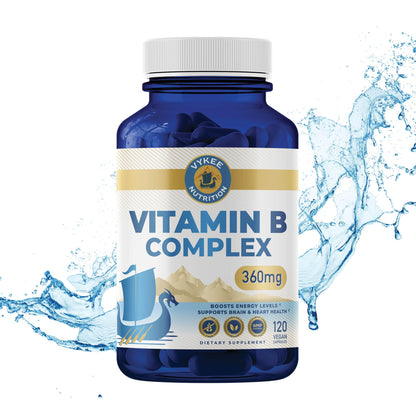 Vykee Nutrition complejo b suplemento 120 cápsulas botella frontal