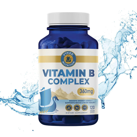 Vykee Nutrition complejo b suplemento 120 cápsulas botella frontal
