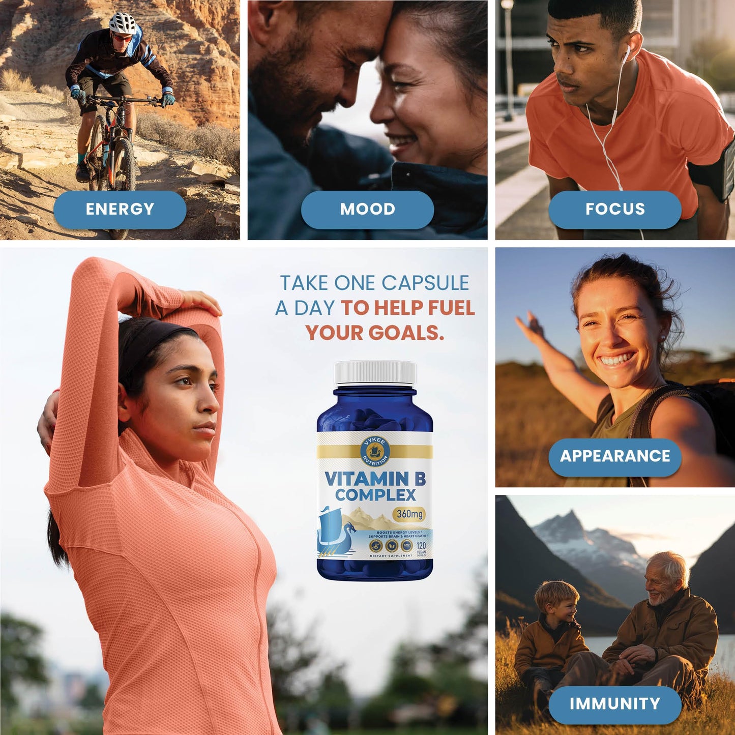 Vykee Nutrition complejo b vegano libre gluten y aditivos