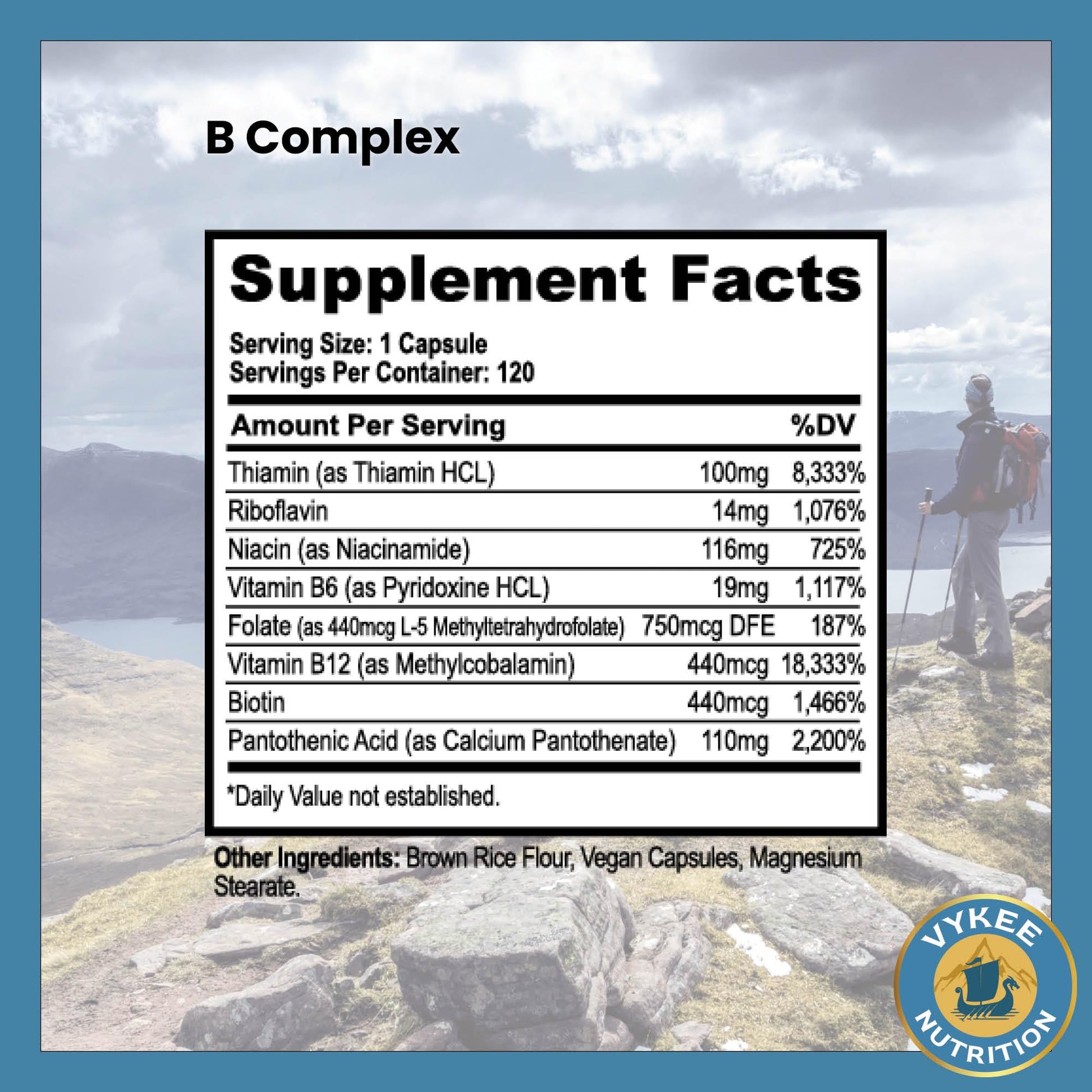Vykee Nutrition etiqueta panel ingredientes vitamina b complejo