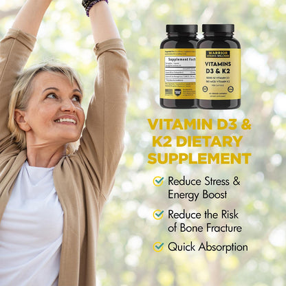 Warrior Strong Wellness vitamina d3 k2 densidad ósea y músculo