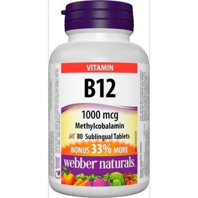 Webber Naturals B12 1000mcg tabletas sublinguales metilcobalamina 80 unidades